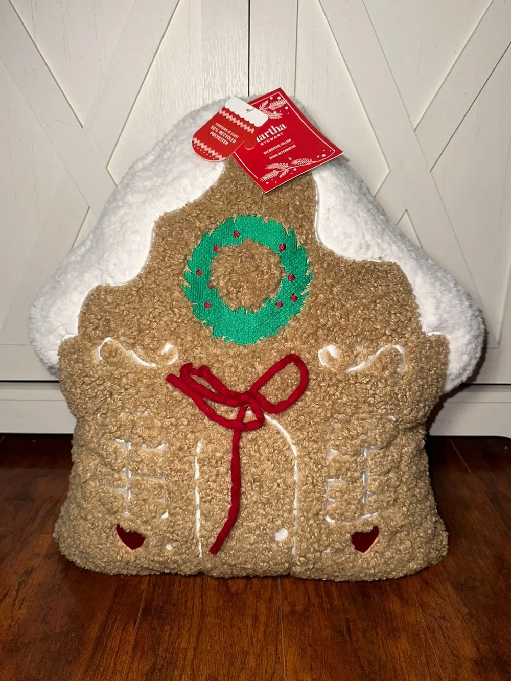 Martha Stewart Gingerbread House Sherpa Decorative Pillow